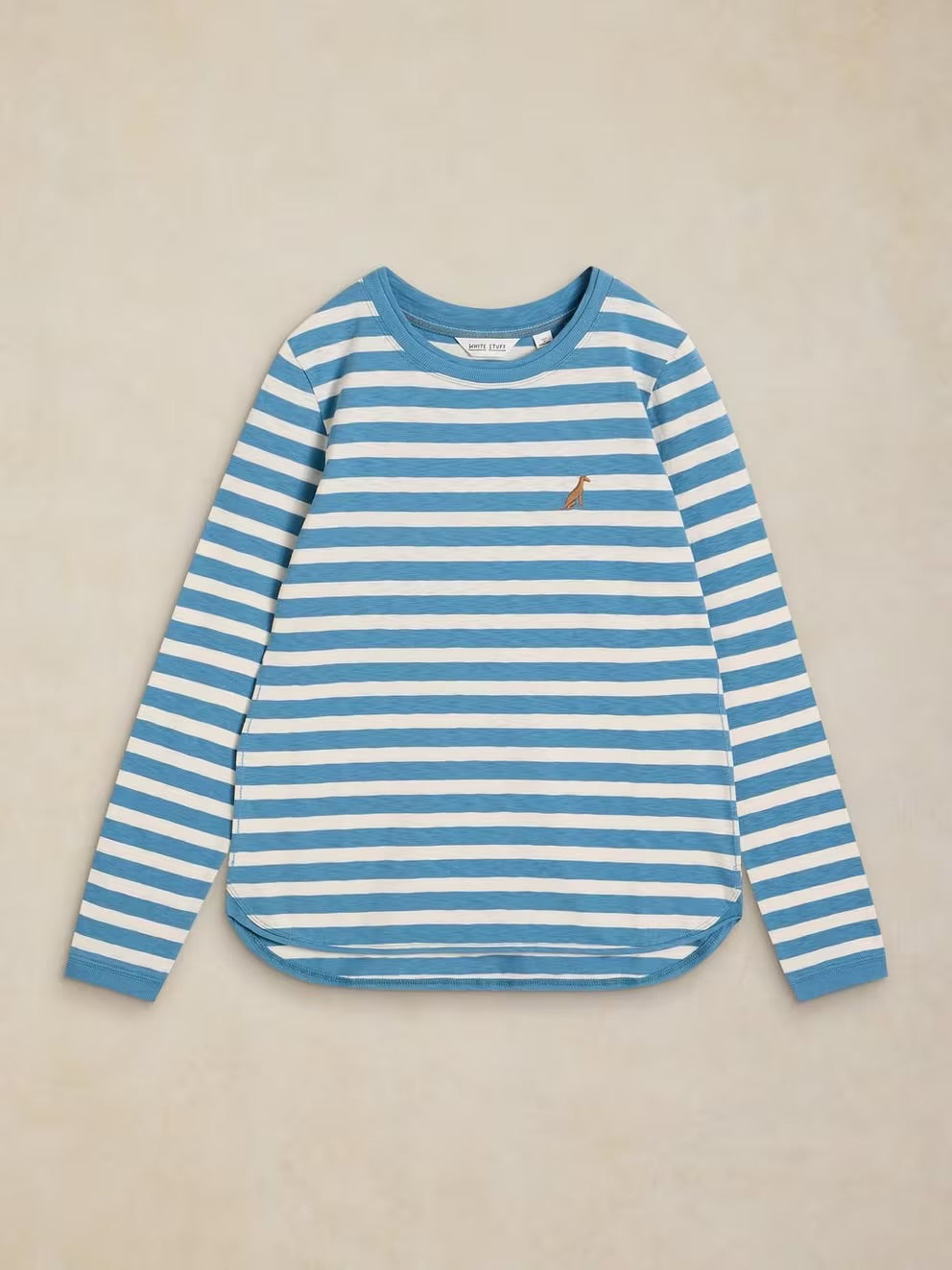 White Stuff Clara Stripe Embroidered Tee Ivory