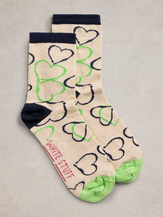 White Stuff Painterly Heart Ankle Socks