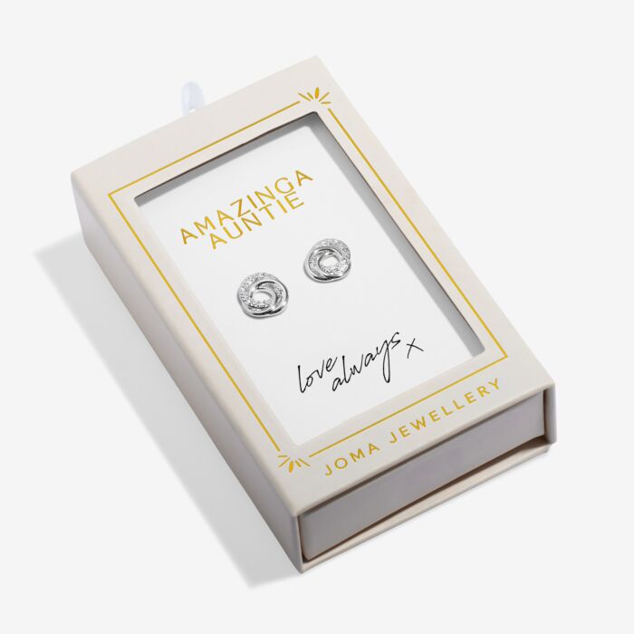 Joma Jewellery Moments To Shine ‘Amazing Auntie ’ Silver Stud Earrings