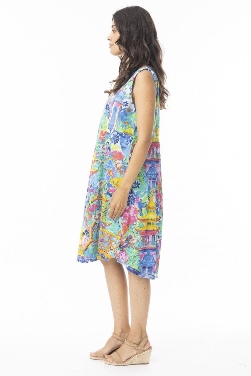 Orientique Okayama Dress Shift Side Panel Sleeveless Reversible