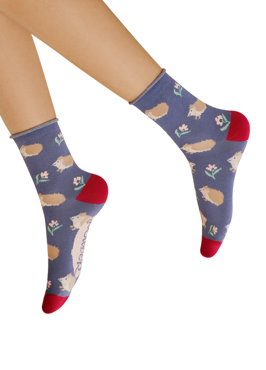 Powder Bamboo Snuffling Hedgehog Ankle Socks