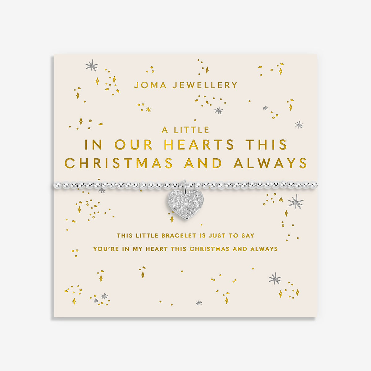 Joma Christmas A Little 'In Our Hearts This Christmas and Always' Bracelet In Silver Plating