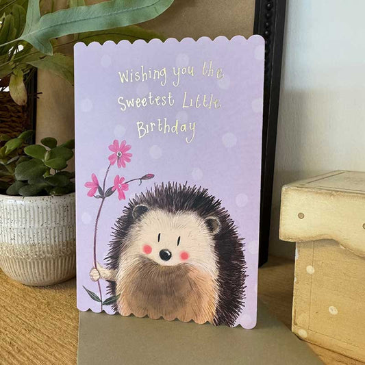 Alex Clark Hedgehog and Flower Birthday Card