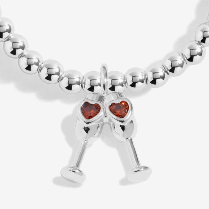 Joma Jewellery A little ‘Sip Sip Hooray It’s Your Birthday’ Silver Plated Bracelet