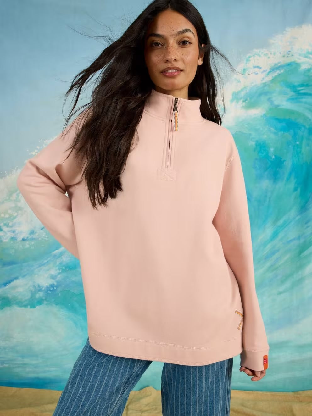 White Stuff Rewind ‘85 Half Zip Sweat Plain