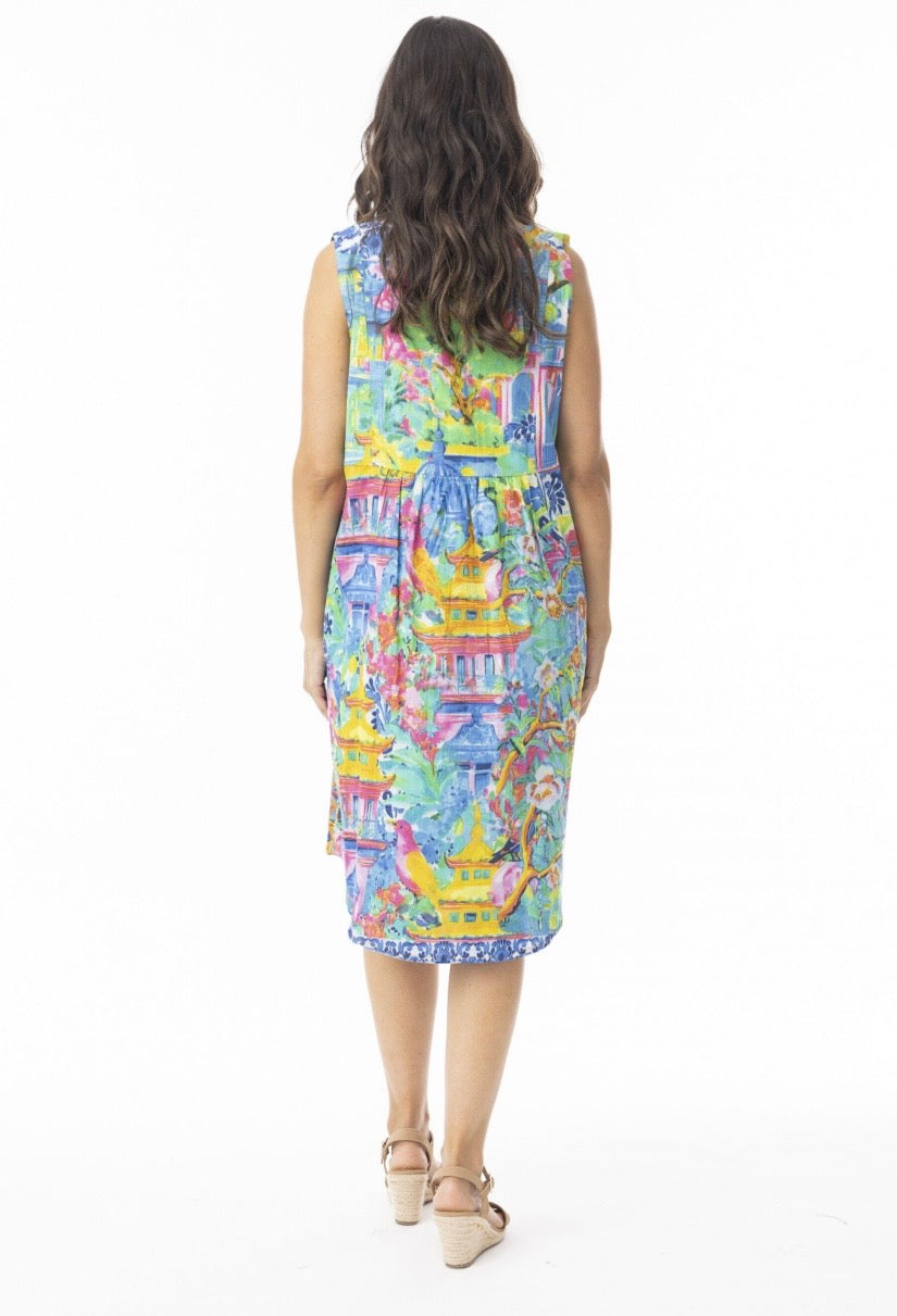 Orientique Okayama Dress Shift Side Panel Sleeveless Reversible