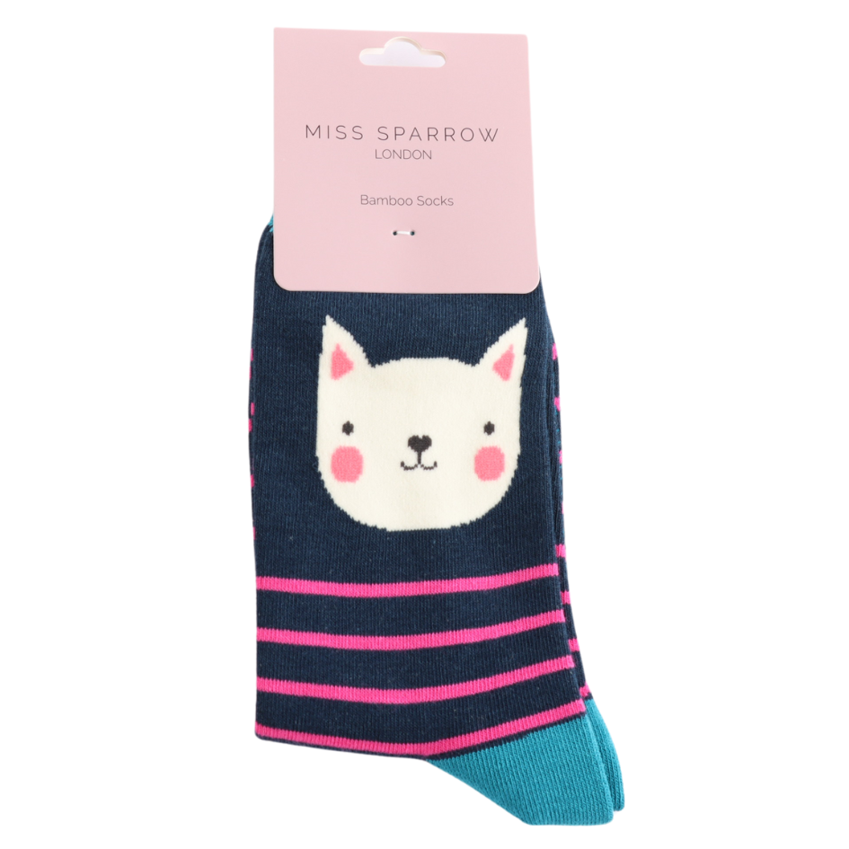 Miss Sparrow Kitty Stripes Navy