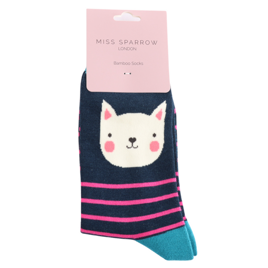 Miss Sparrow Kitty Stripes Navy