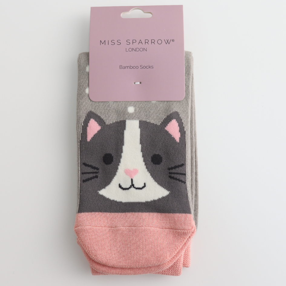 Miss Sparrow Cool Cat Light Grey Socks