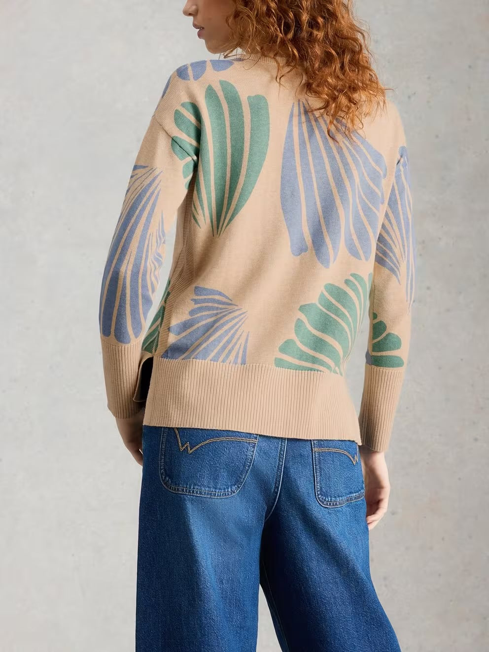 White Stuff Olive Printed Crew Neck Jumper