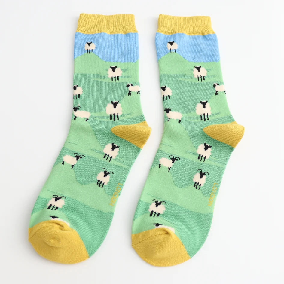 Miss Sparrow Highland Sheep Socks Denim