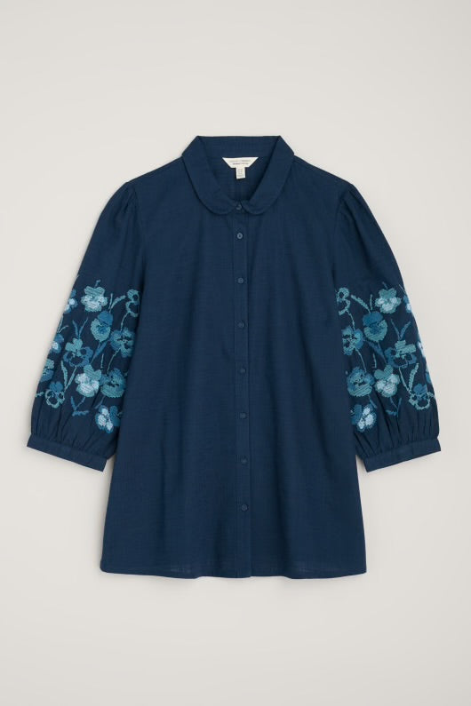 Seasalt Hope Cottage Embroidered Blouse Maritime