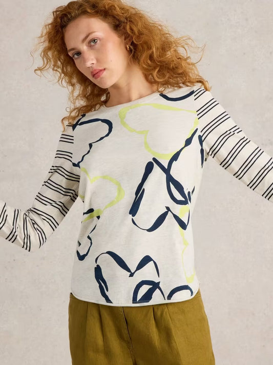 White Stuff Clara Long Sleeved Crew Neck Top