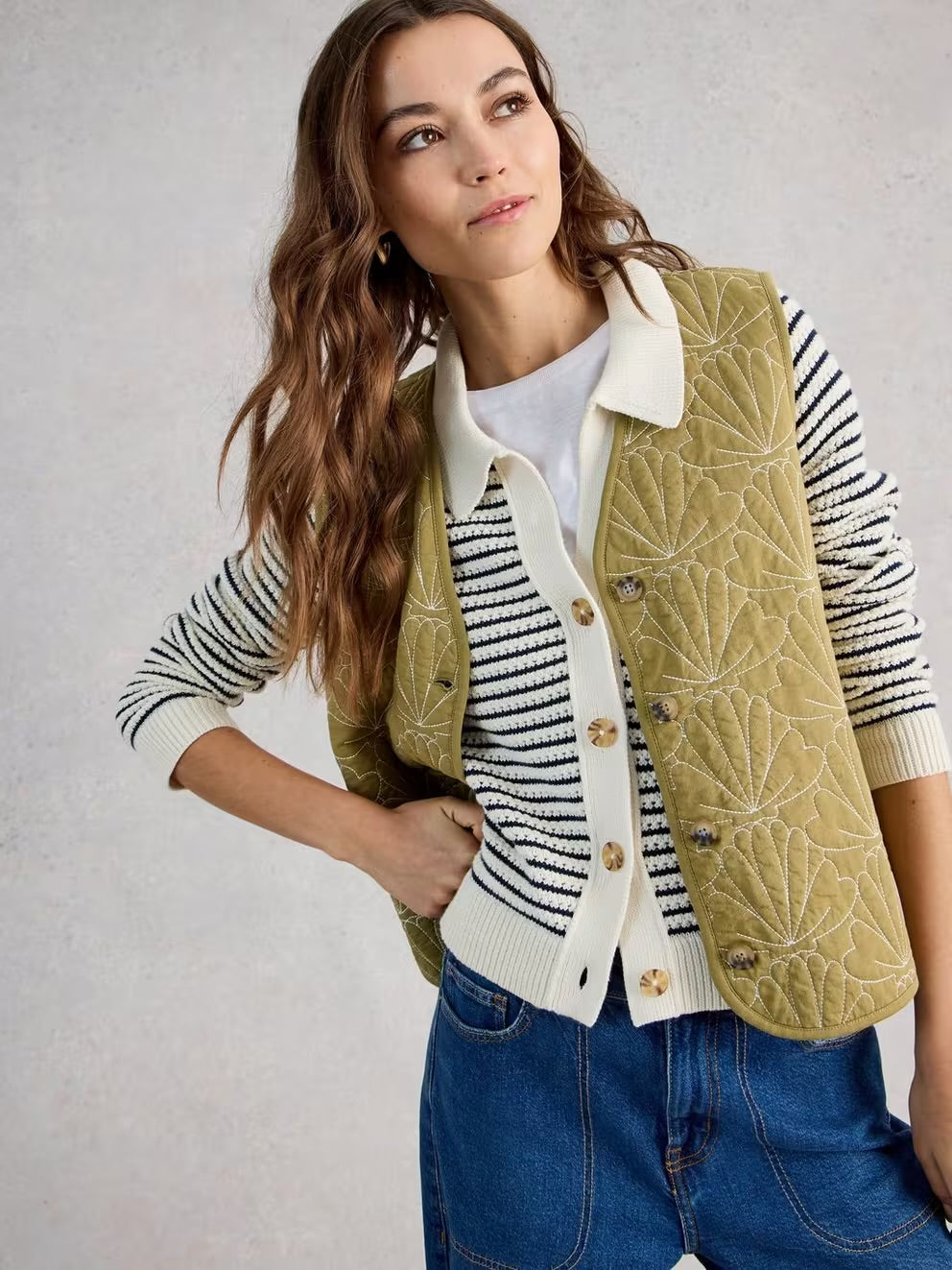 White Stuff Chaterly Stripe Cardi
