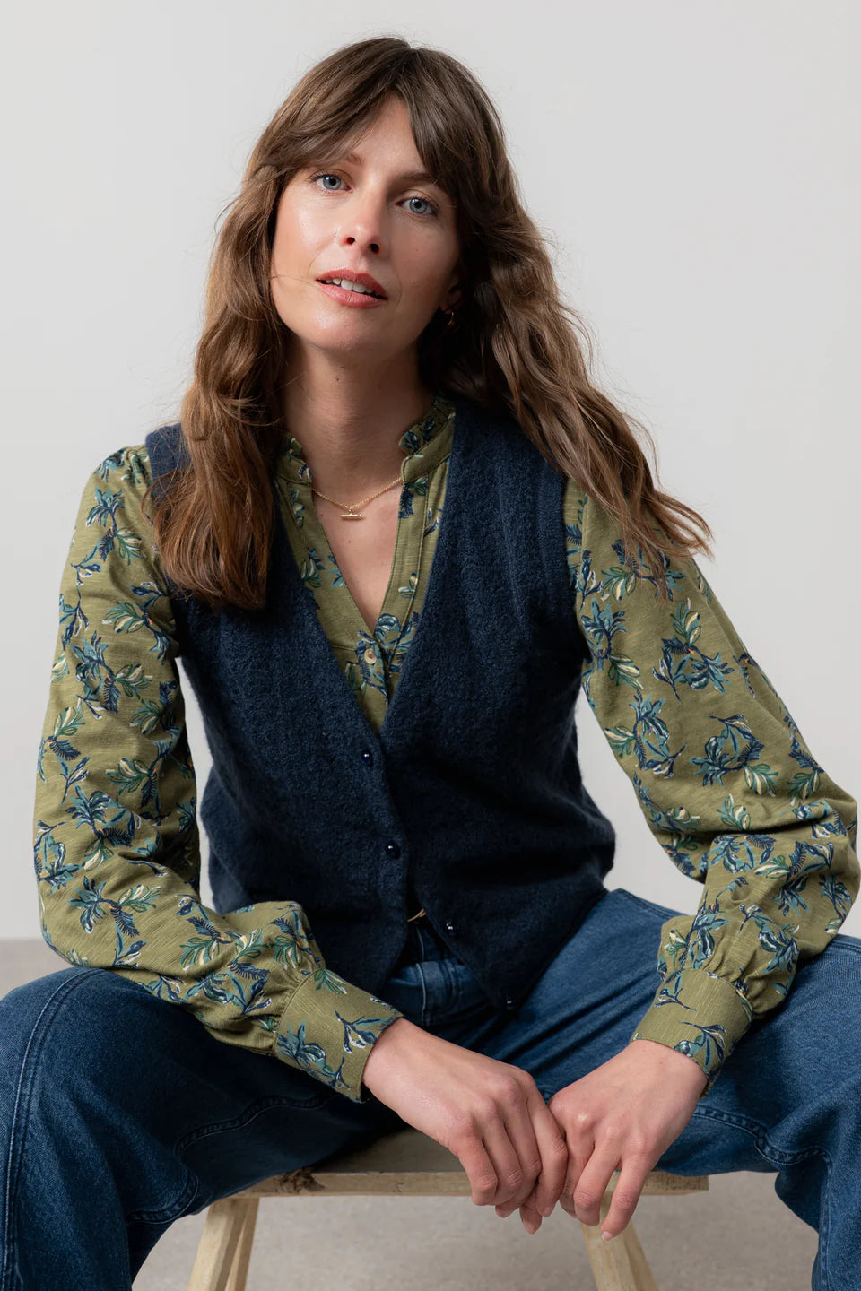 Lily & Me Marly Sleeveless Pointelle Knit Cardigan Navy