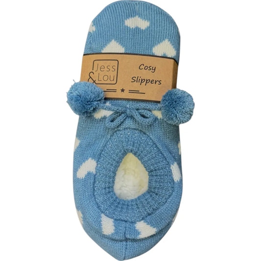 Jess & Lou Happy Hearts Super Cosy Slippers