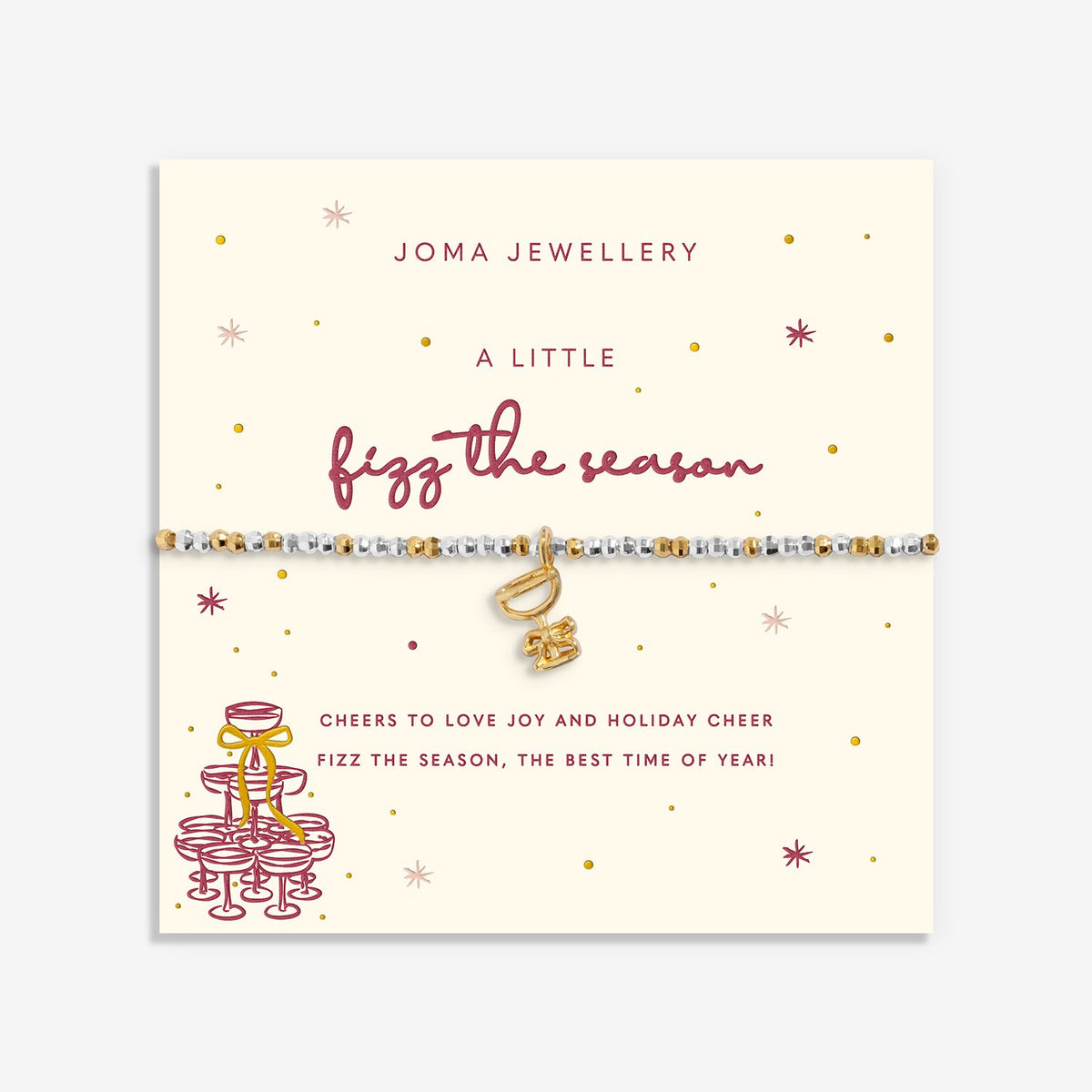 Joma Christmas Little Stories 'Fizz The Season' Bracelet In Silver and Gold Plating