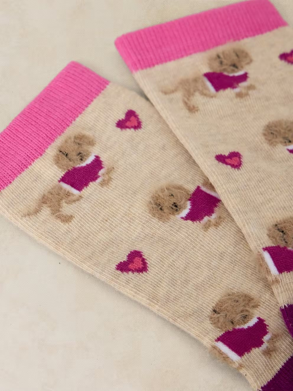 White Stuff Fluffy Sausage Dogs Ankle Socks