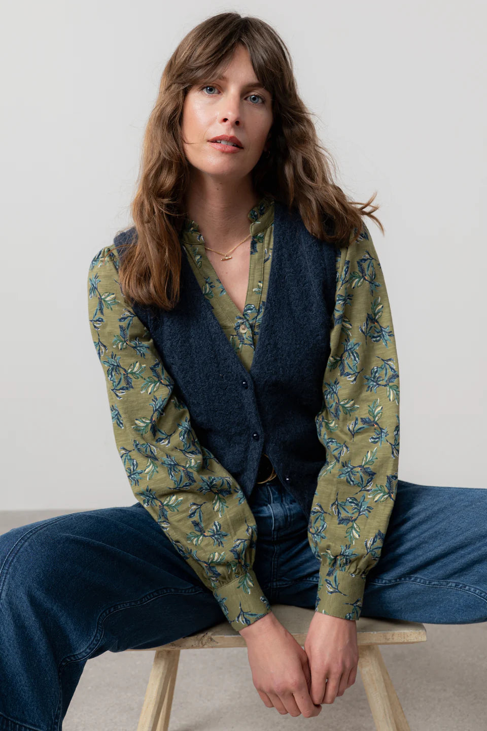 Lily & Me Marly Sleeveless Pointelle Knit Cardigan Navy