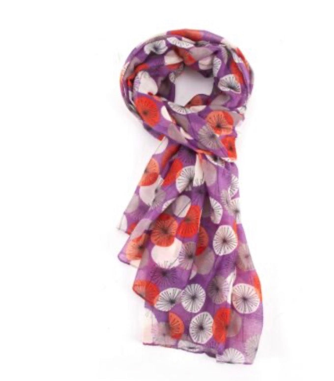 Miss Sparrow Modern Dandelions Scarf Dusky Purple