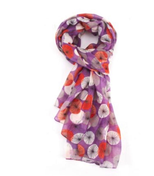 Miss Sparrow Modern Dandelions Scarf Dusky Purple
