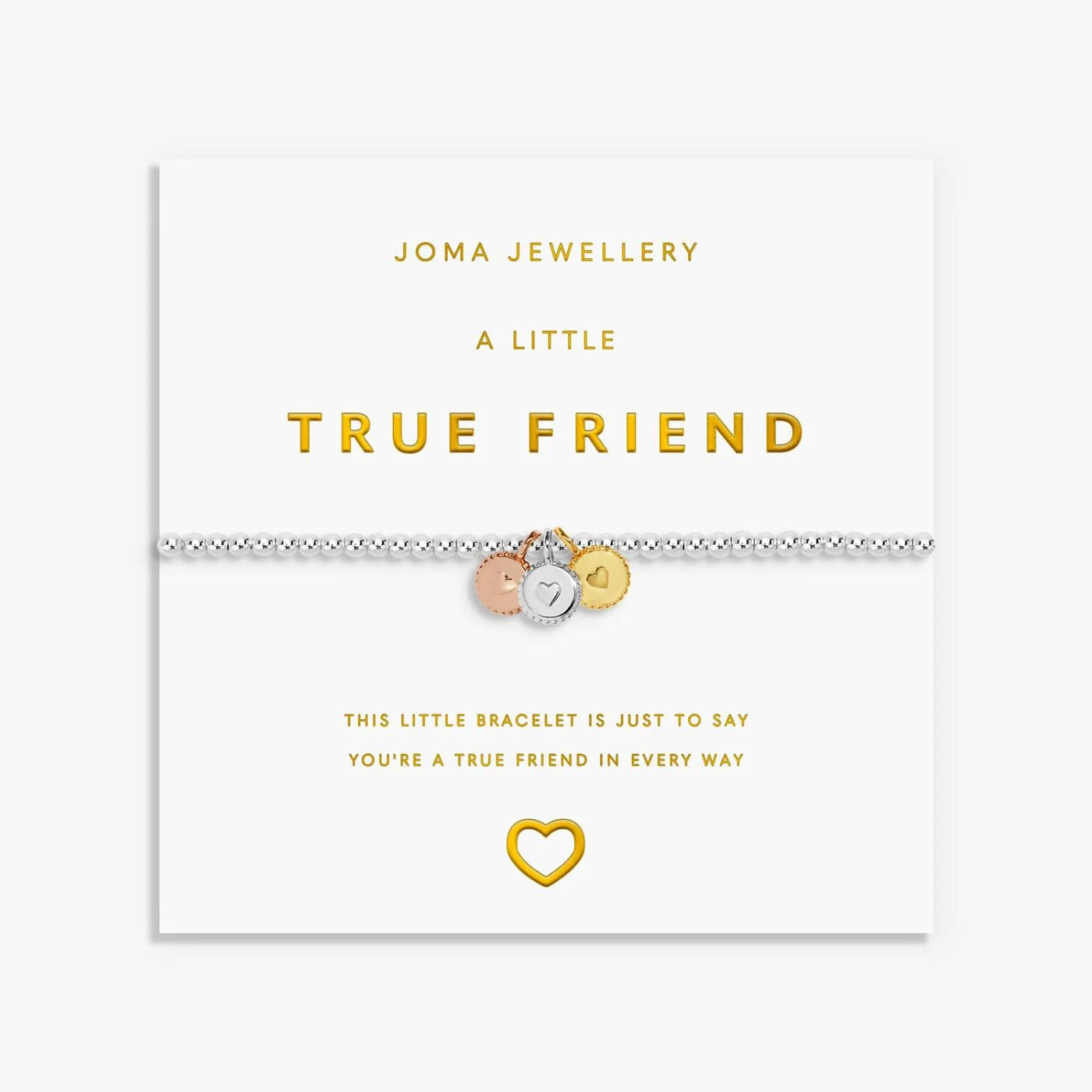 Joma Jewellery A Little Charmed Moments 'True Friend' Bracelet In Silver, Gold, and Rose Gold Plating