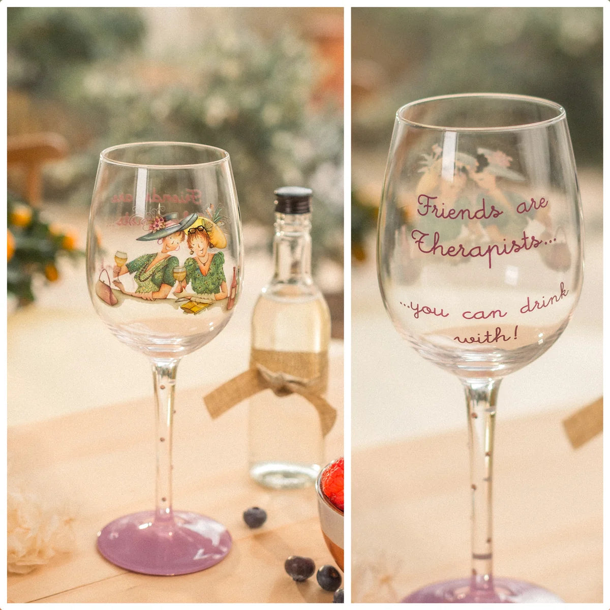 Berni Parker  Wine Glass  Friends are Therapists