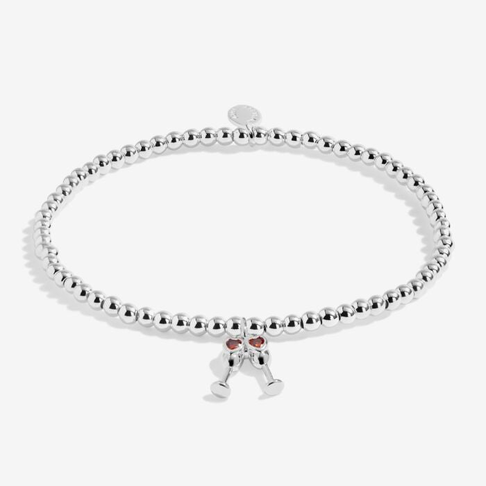 Joma Jewellery A little ‘Sip Sip Hooray It’s Your Birthday’ Silver Plated Bracelet