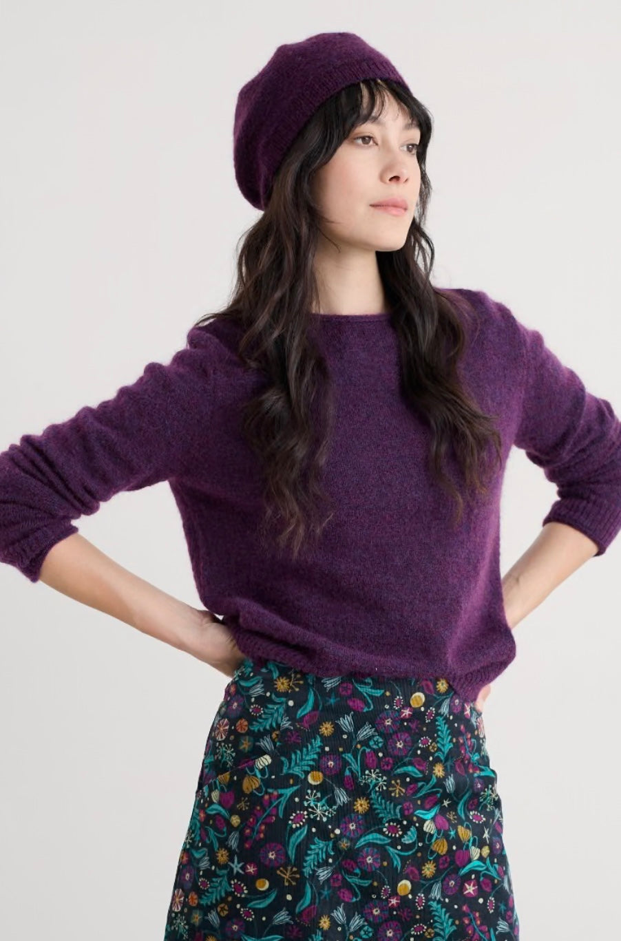 Seasalt Needle Tip Beret in Grape
