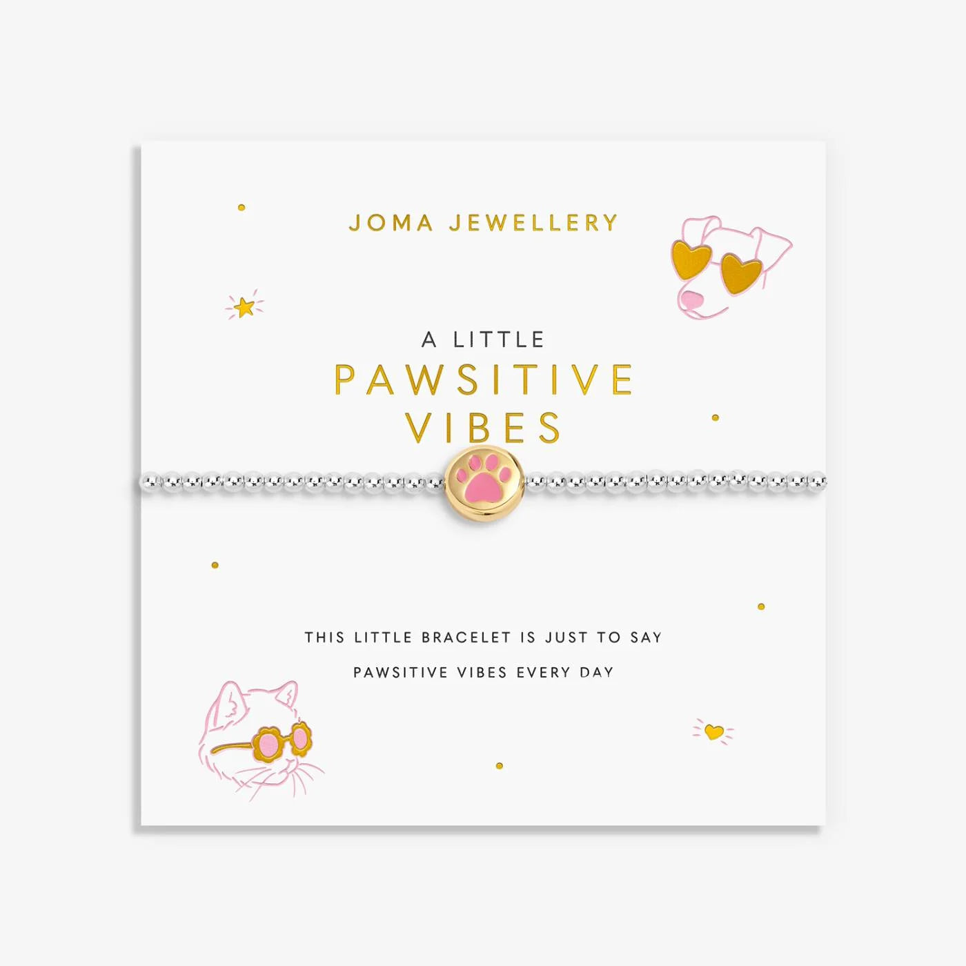 Joma Jewellery A Little 'A Little 'Pawsitive Vibes' Bracelet In Silver and Gold Plating