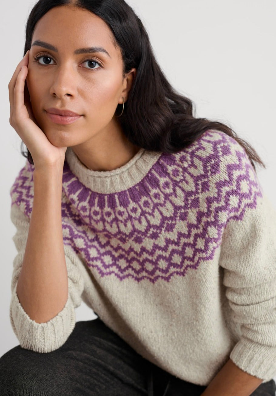 Seasalt Port Kinnis Jumper Merino - Wag Tail Aran Spring Heather