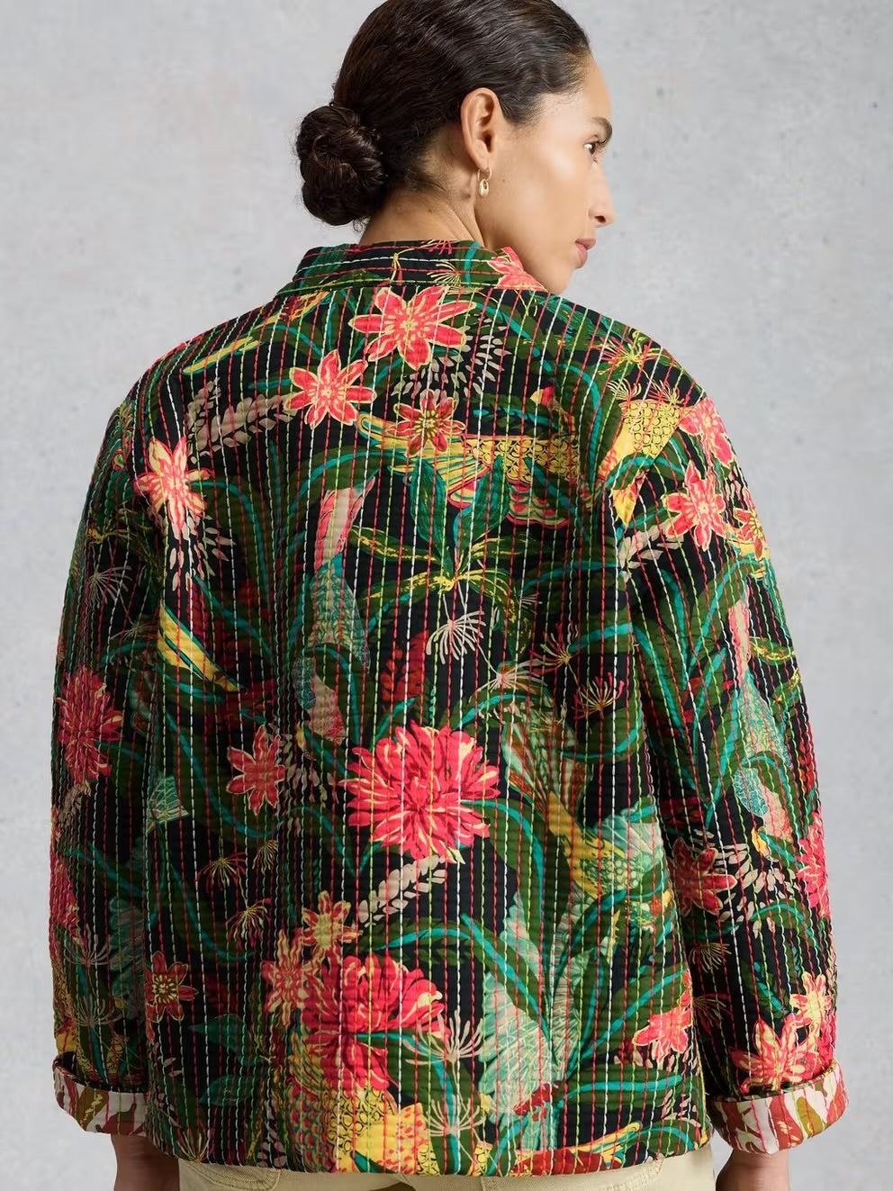 White Stuff Printed Quilted Jacket