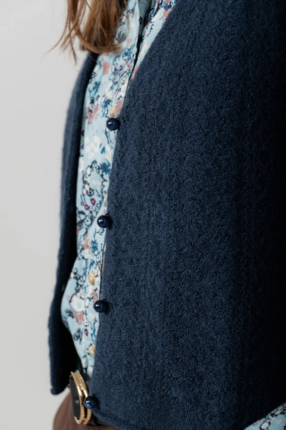 Lily & Me Marly Sleeveless Pointelle Knit Cardigan Navy