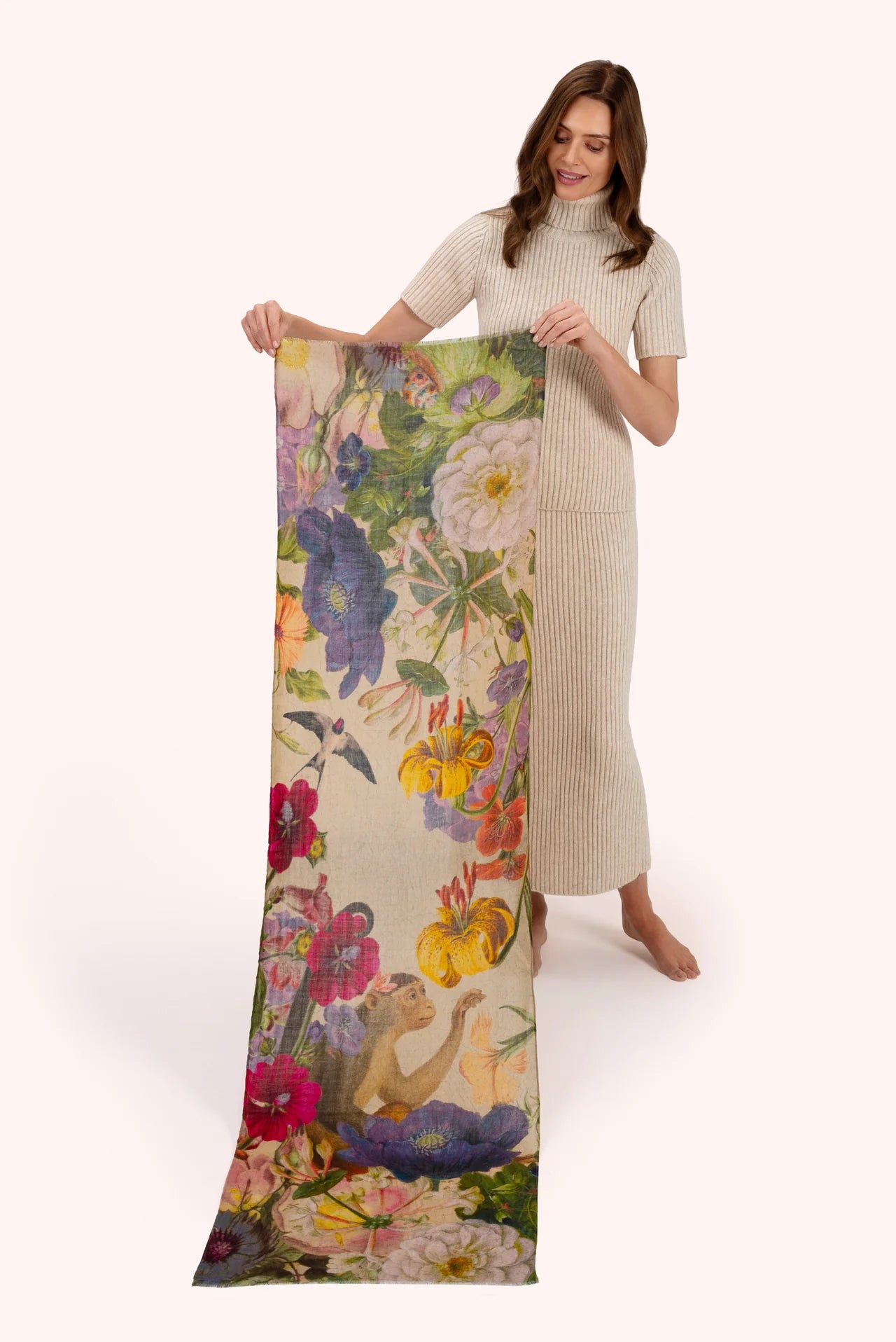 Powder Wool Wrap Scarf Autumn Posy