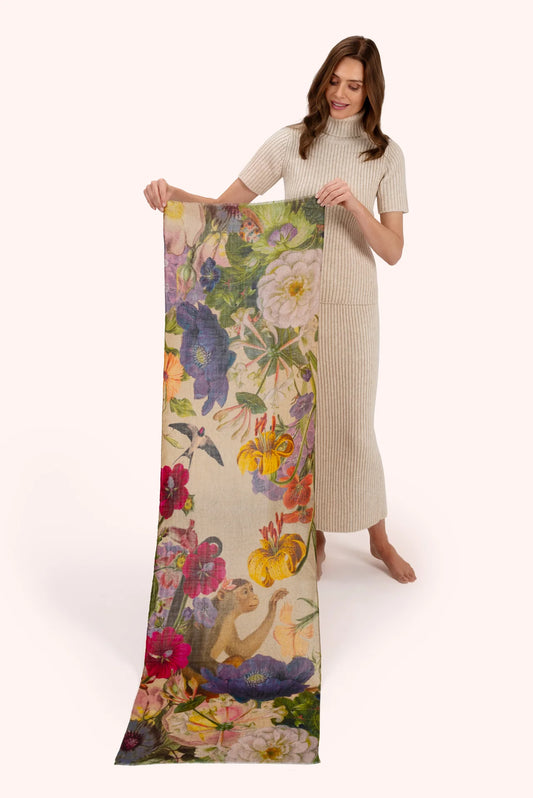 Powder Wool Wrap Scarf Autumn Posy