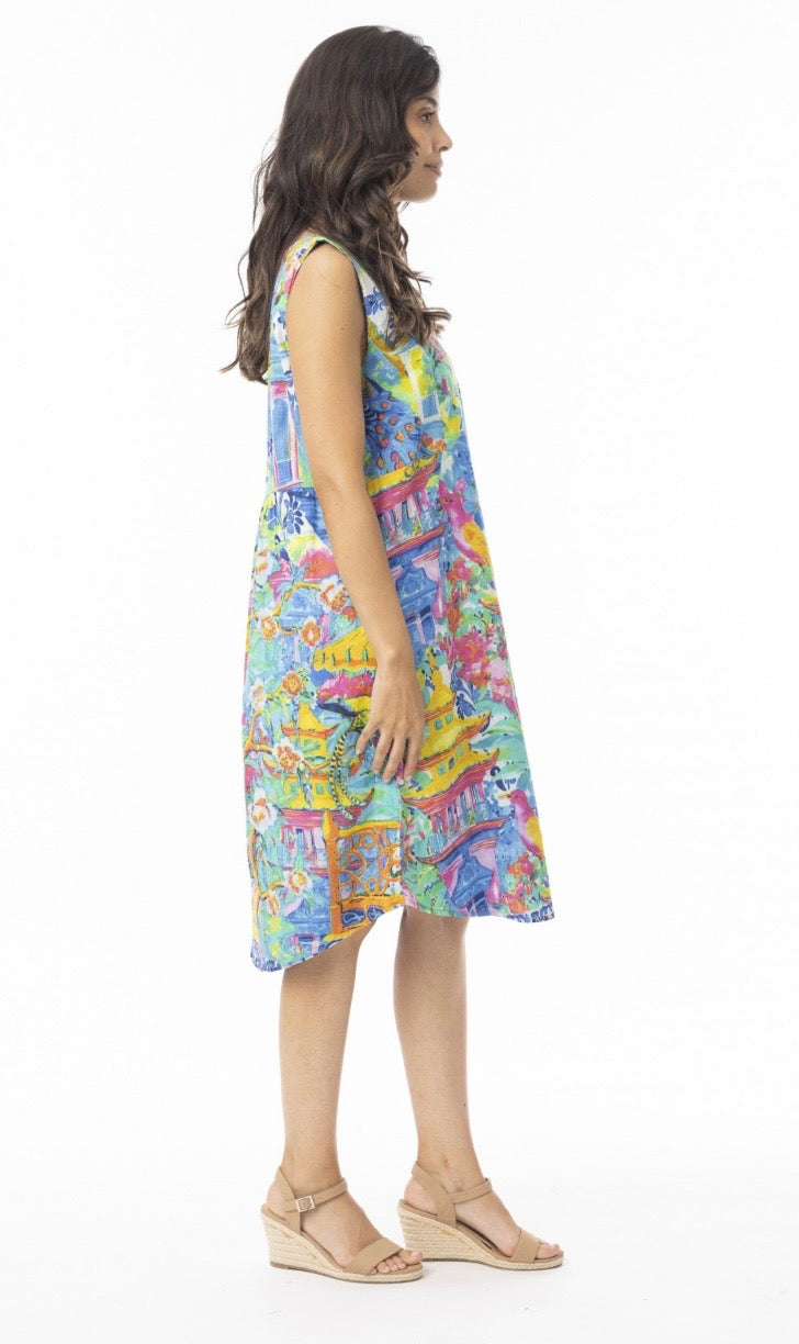 Orientique Okayama Dress Shift Side Panel Sleeveless Reversible