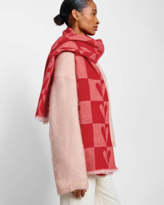 Katie Loxton Printed Blanket Scarf Heart Print