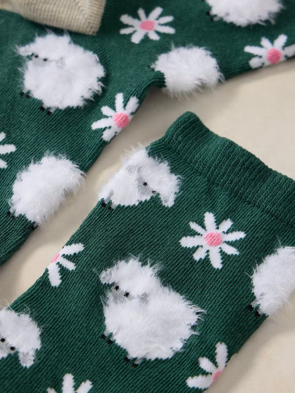 White Stuff Fluffy Stripe Sheep Ankle Socks