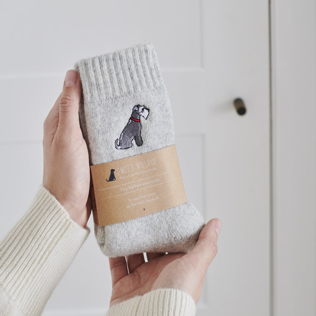 Sweet William Grey Schnauzer Dog Walker Socks