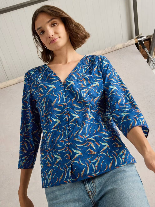 White Stuff Rae Organic V Neck Cotton Top