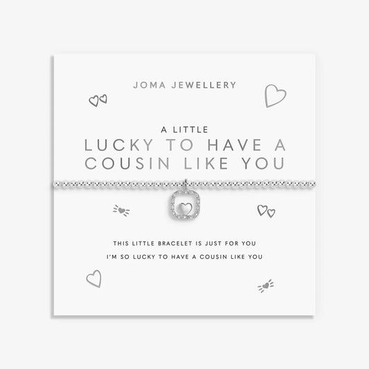 Joma Jewellery A Little 'Lucky To Have A Cousin Like You' Bracelet In Silver Plating