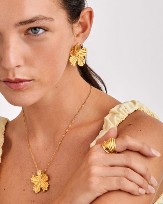 Katie Loxton Floramour Waterproof Gold Oversized Earrings