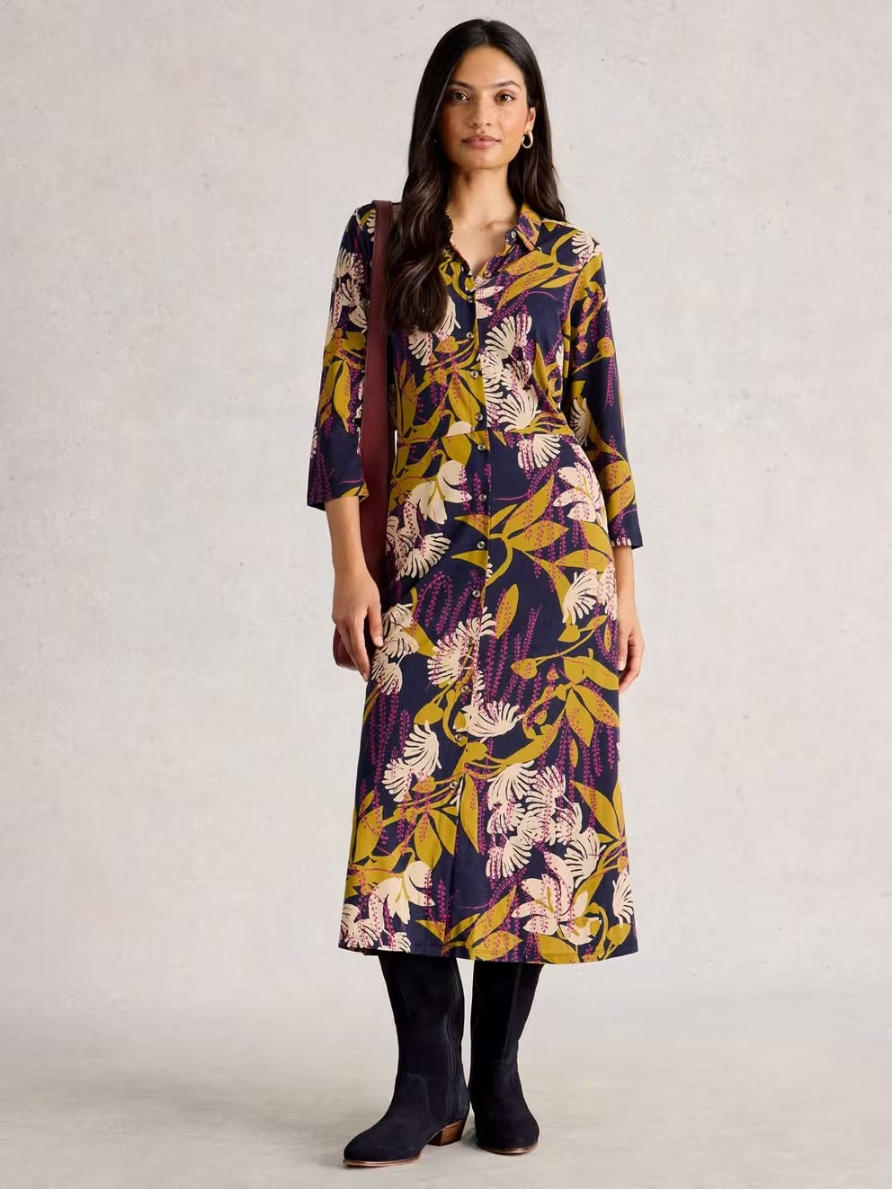 White Stuff Rua Jersey Collared Shirt Dress