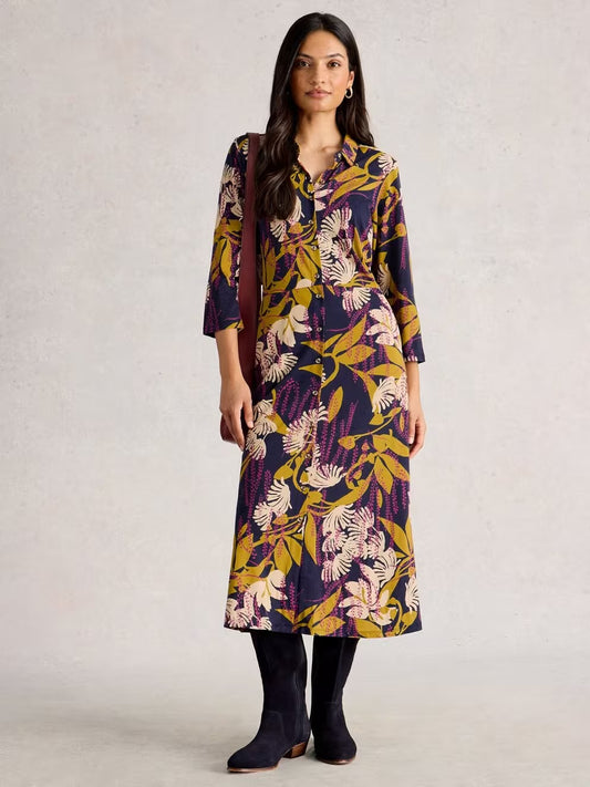 White Stuff Rua Jersey Collared Shirt Dress