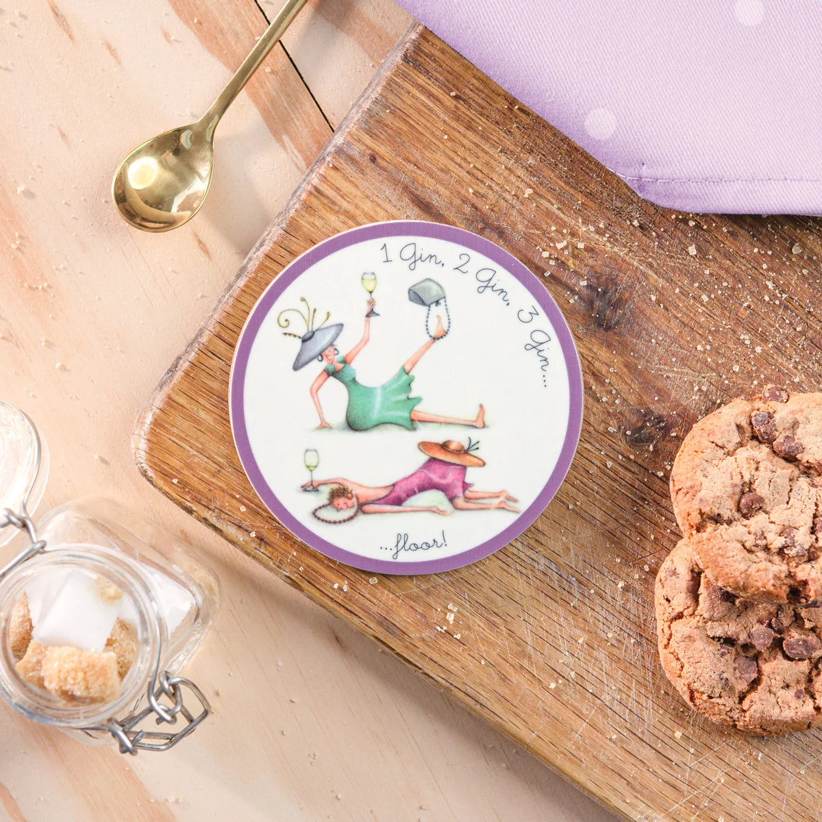 Berni Parker Coaster  1 Gin, 2 Gin, 3 Gin, floor