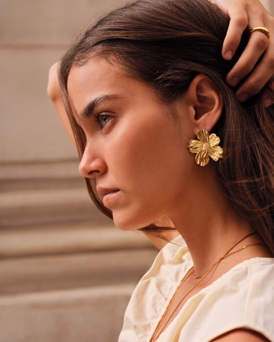 Katie Loxton Floramour Waterproof Gold Oversized Earrings