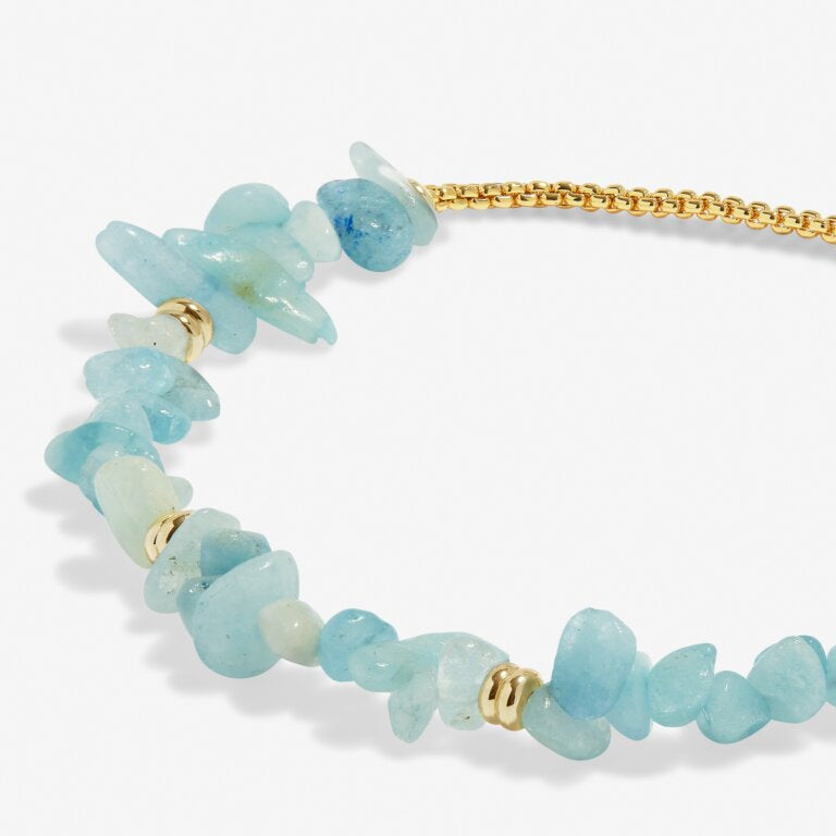 Manifestones Aquamarine Bracelet In Gold Plating