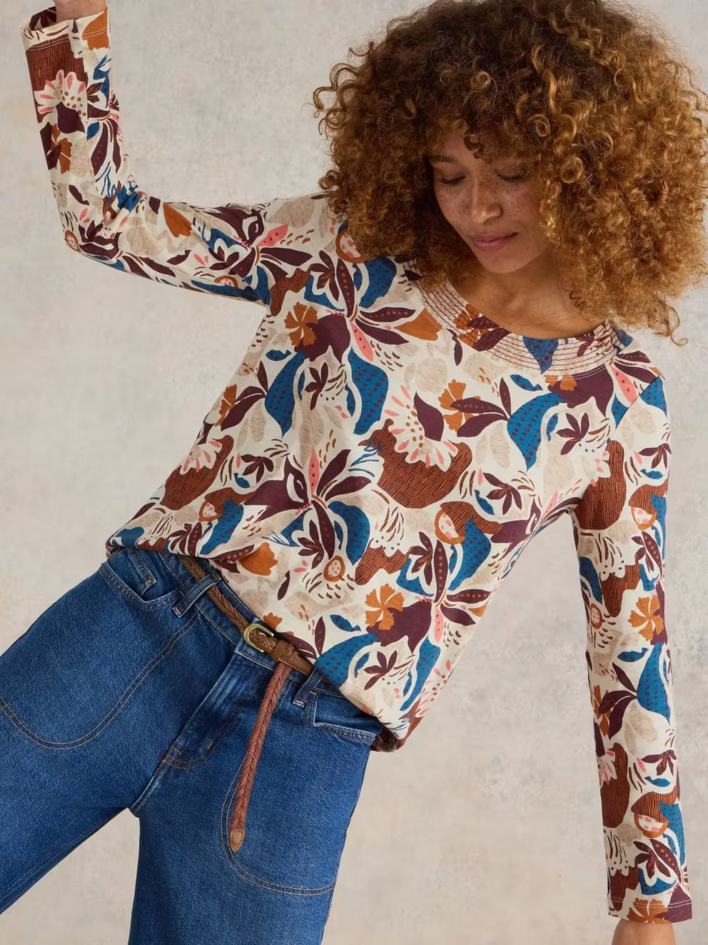 White Stuff Long Sleeve Weaver Tee