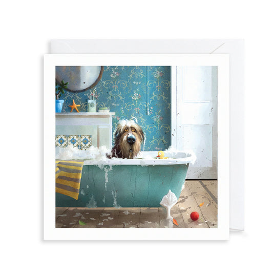 Toby the Dog Card Bath Time
