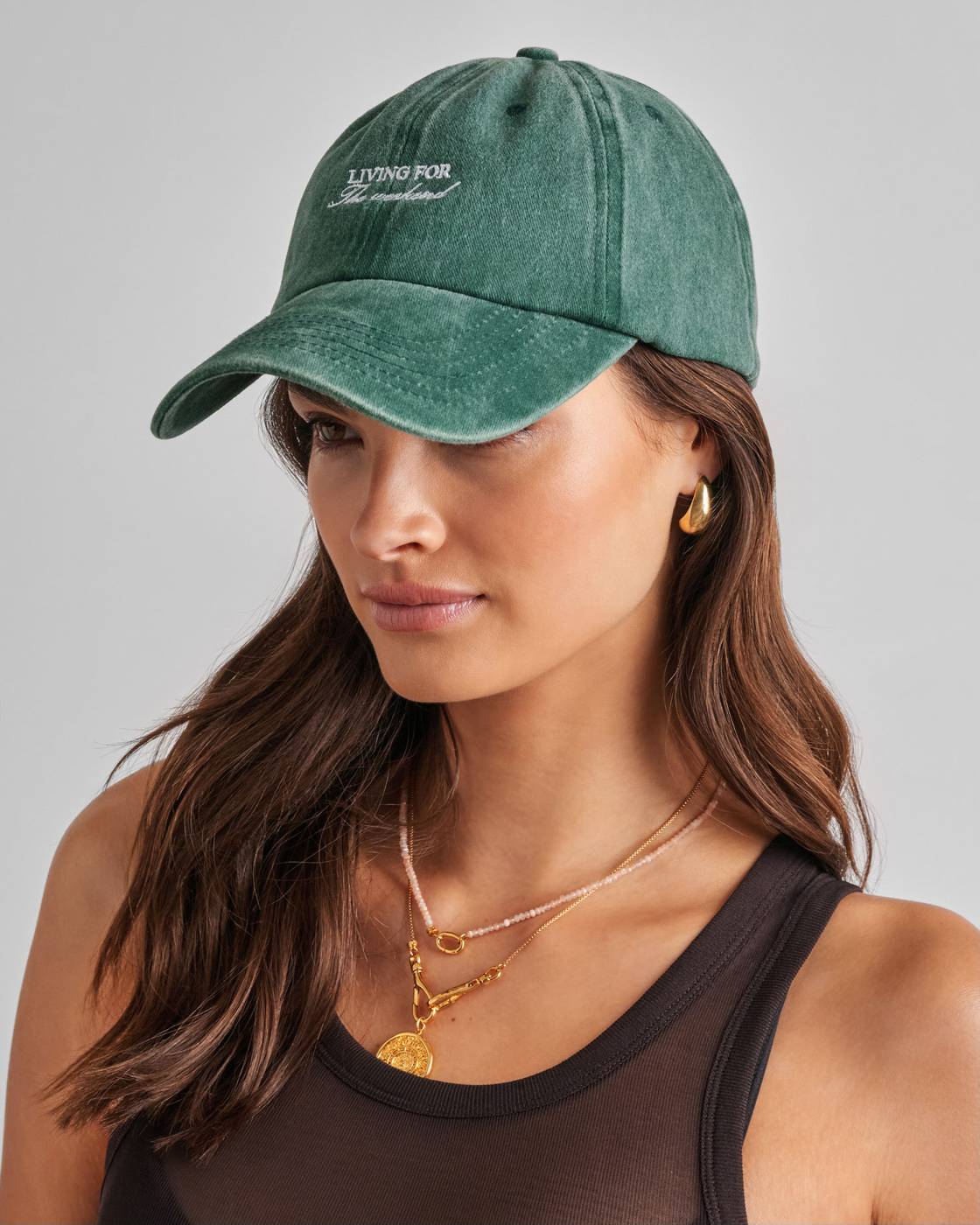 Katie Loxton Embroidered Cotton Cap - Living for the Weekend